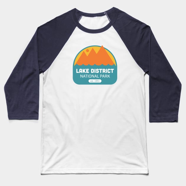 Lake District National Park Badge Logo Illustration Baseball T-Shirt by Bex Rocks